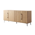 **Buffet en bois clair avec portes verticales et pieds métallique**