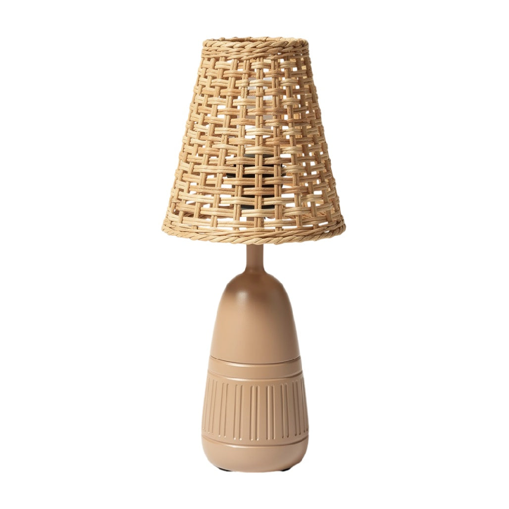 **Lampe de table moderne en plastique et osier tressé**