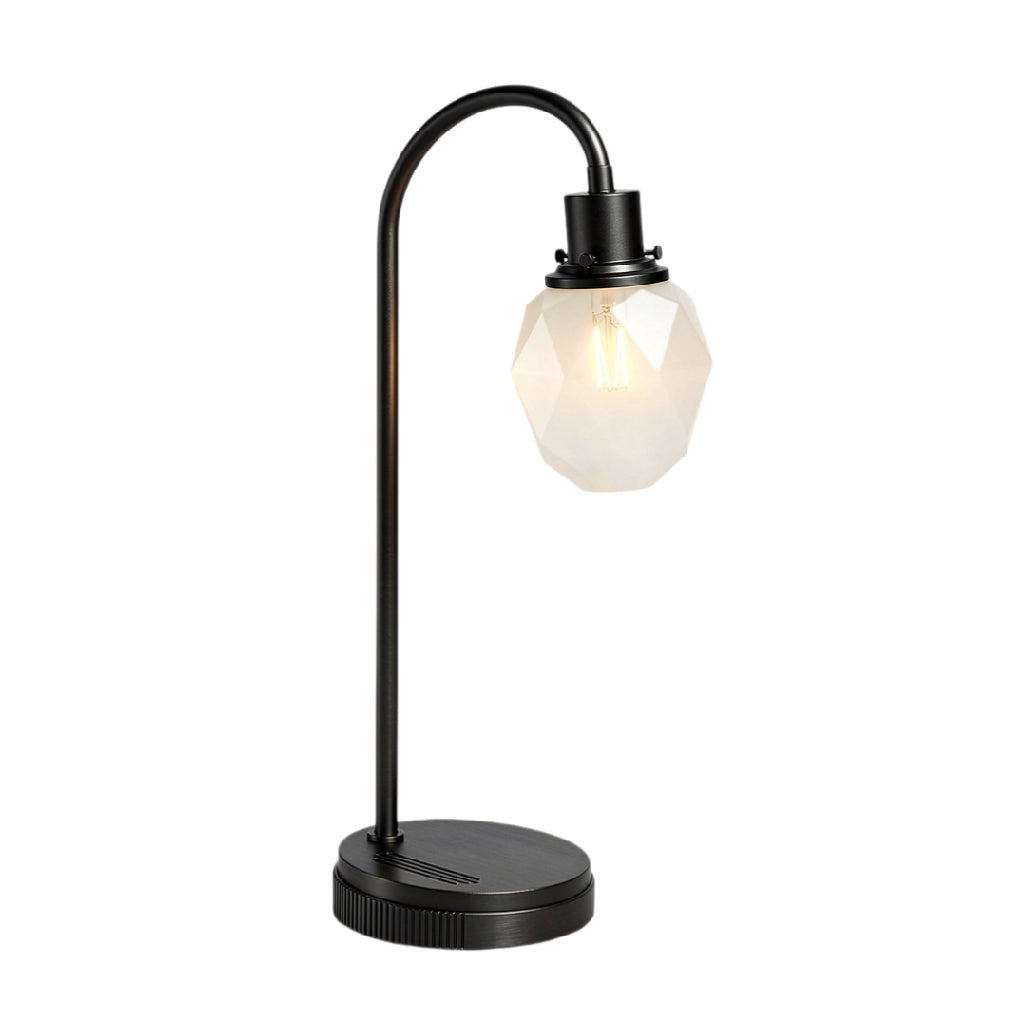 **Lampe de table géométrique à abat-jour en verre opaque**