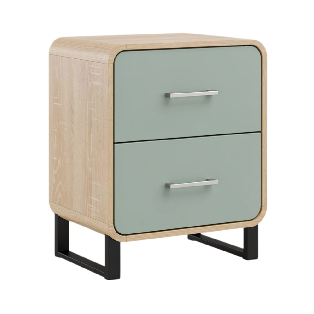 **Table de nuit en bois avec tiroirs en deux tons**